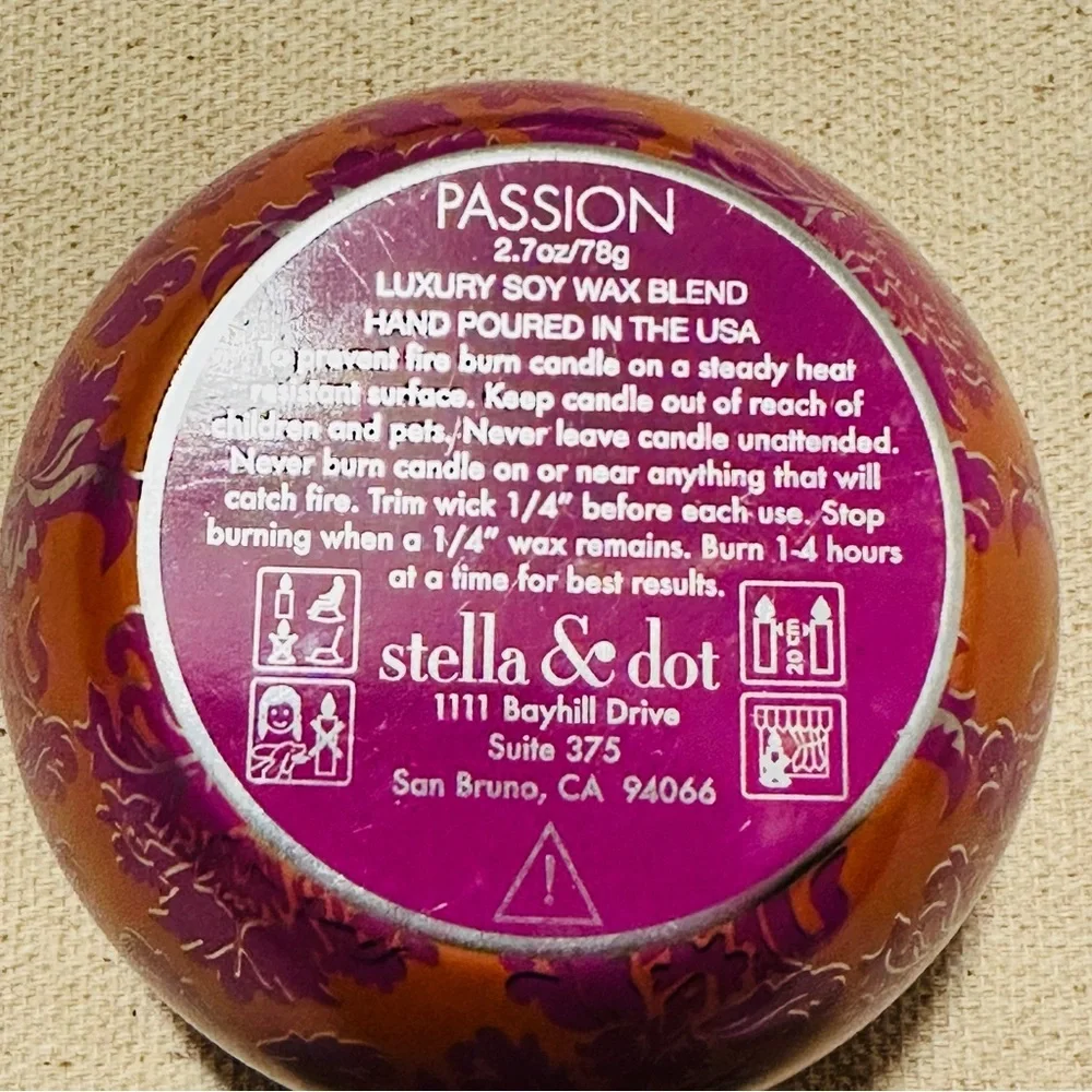 Stella & Dot | Candle | Stella & Dot Passion Candle in Tin | Blood Orange